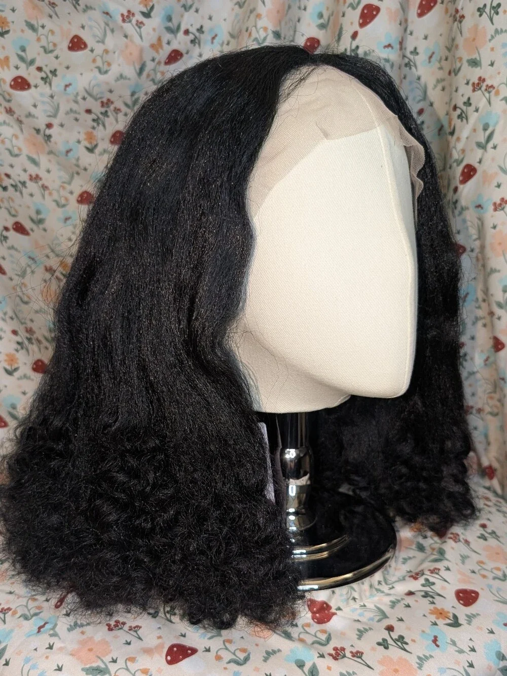 Yaki Kinky Straight Lace Front Wig Curly Ends 16